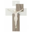 Modern kruisbeeld in hars en hout (12x17 cm) 