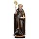 Statue en bois sculpté Saint Benoît avec corbeau et calice 23 cm couleur