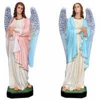 Beelden aanbiddende engelen met kaarsenhouder 110 cm in hars 