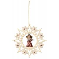 Décoration de Noël : ange en bois avec violon à suspendre