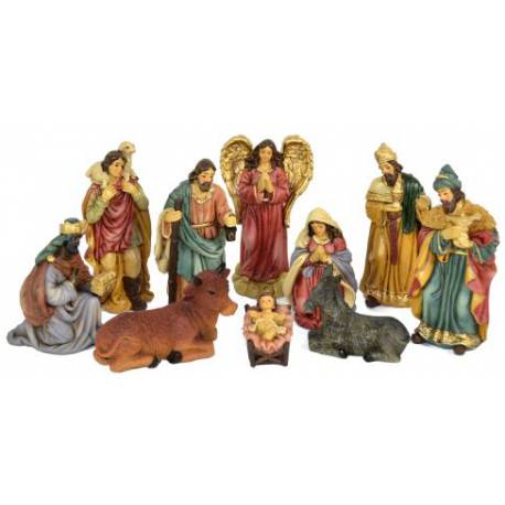 Personnages de crèche de Noël - 10 figurines de 12 cm