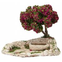Décor pour santons de Provence Abreuvoir avec arbre fleuri