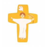 Croix Christ Réssuscité Jaune 12,5x9,5cm