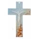Croix Murale Verre + Christ Blanc 16 Cm