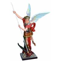 Beeld Heilige Michael met open vleugels 160 cm in glasvezel 