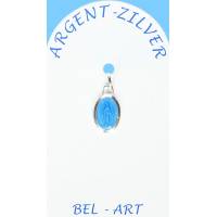 Médaille Argent - Miraculeuse - 12 mm - Email Bleu