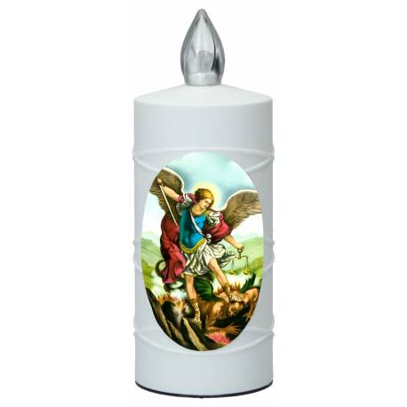 Graflicht wit Heilige Michael met 2 batterijen inbegrepen 