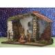Crèche de Noël : cabane avec lumière + 5 personnages de 9 cm (33 x 18 x 24 cm)
