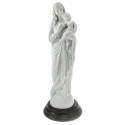Statue 20 cm - Vierge et Enfant - Blanc / Base Bois
