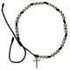 Bracelet sur corde - perles et croix argentées/dorées