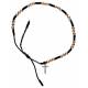 Bracelet sur corde - perles et croix argentées/dorées