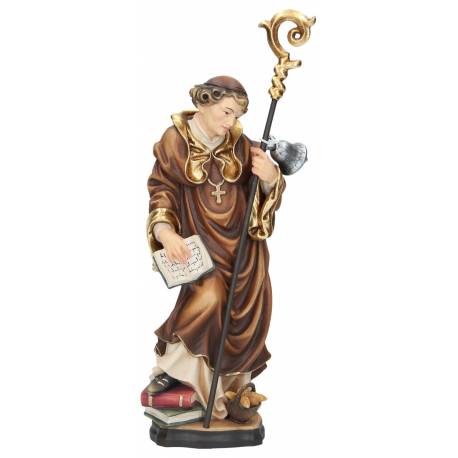 Saint Romain de Condat en bois sculpté 20 Cm Couleur