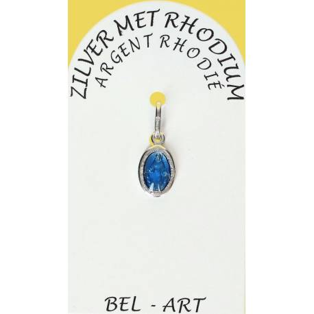 Médaille Argent Rhodié - Miraculeuse - 10 mm - Email Bleu