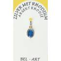 Medaille Zilver + Rhodium Wonderbare 10 mm Email Blauw 