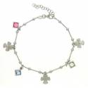 Bracelet argent rhodié - anges - pendentifs Swarovsky