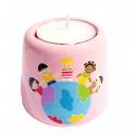 Kaarsen houder Kinderen van de Wereld roze 6,5 cm 