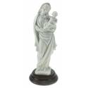 Statue 23 cm - Vierge et Enfant - Blanc / Base Bois