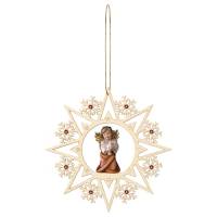 Décoration de Noël : ange en bois avec colombe à suspendre