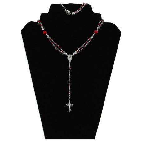 Collier-chapelet Cristal rouge 3 X 4 mm Paters "roses rouges"
