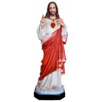 Statue Sacré Cœur de Jésus bénissant 140 cm en fibre de verre