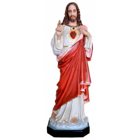 Statue Sacré Cœur de Jésus bénissant 140 cm en fibre de verre