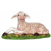 Zittende lam in hars 27x50 cm voor kerstfiguren van 160 cm 