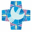 Croix Esprit Saint bleue 9x9cm