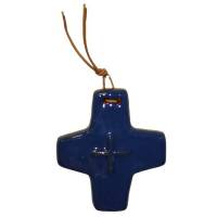 Kruisje Keramiek 8.5 X 7.5 Cm Blauw 