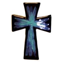 Croix Céramique - 16 X 10.5 cm - Bleu Foncé