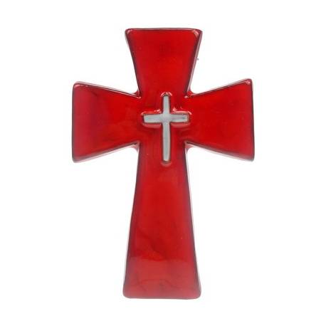 Croix Céramique - 16 X 10.5 cm - Rouge