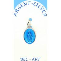 Médaille Argent - Miraculeuse - 15 mm - Email Bleu