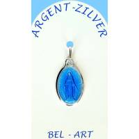 Médaille Argent - Miraculeuse - 17 mm - Email Bleu