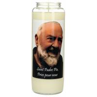 Neuvaine en verre / blanc / St Padre Pio