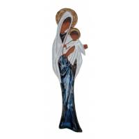 Vierge Ceramique Avec Enfant 28 Cm-Bleu Fonce
