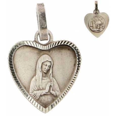 Medaille en métal argenté de la Vierge de Banneux 12 mm