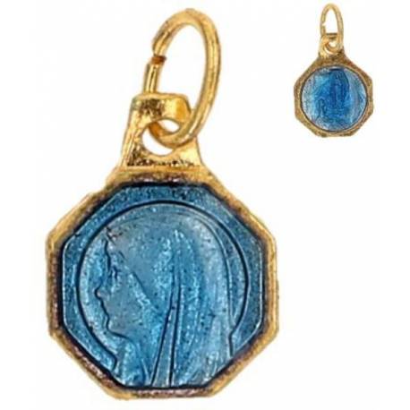 Médaille 8 mm - Vierge - Doré Email bleu