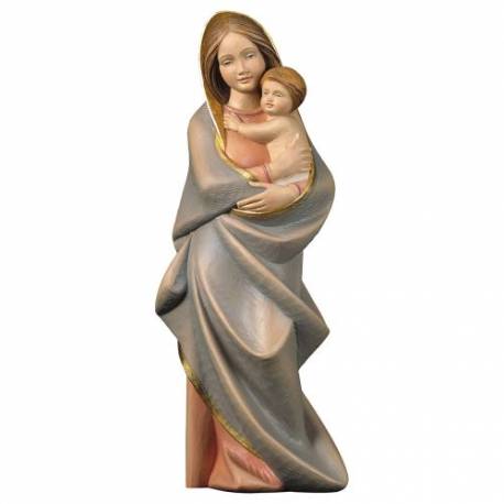 Statue Vierge Marie moderne en bois - 37 cm - couleur