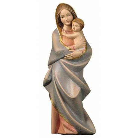 Statue Vierge Marie moderne en bois - 25 cm - couleur