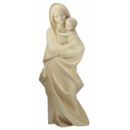 Statue Vierge Marie moderne en bois - 16 cm - bois naturel ciré