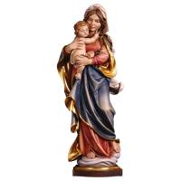 Statue Vierge Marie avec enfant en bois - 30 cm - couleur