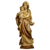 Statue Vierge Marie avec enfant en bois - 25 cm - 2 tons bois