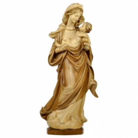 Statue Vierge Marie avec enfant en bois - 25 cm - 2 tons bois