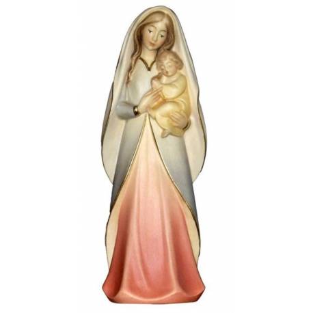 Statue Vierge Marie avec enfant en bois - 20 cm - couleur