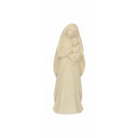 Statue Vierge Marie avec enfant en bois - 15 cm - naturel
