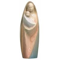 Statue Vierge Marie avec enfant moderne en bois - 18 cm - frêne coloré