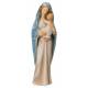 Statue Vierge Marie avec enfant en bois - 20 cm - couleur bleu marbré