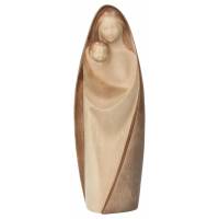 Statue Vierge Marie avec enfant moderne en bois - 18 cm - 2 tons bois