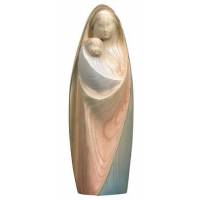 Statue Vierge Marie avec enfant moderne en bois - 12 cm - frêne coloré