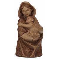 Statue Vierge Marie avec enfant buste en bois - 16cm - ton bois