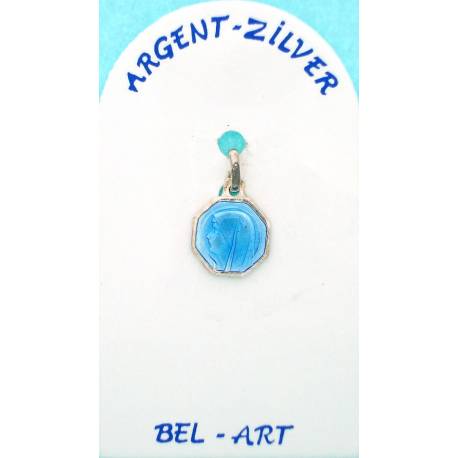 Médaille Argent - Vierge / App Lourdes - Email Bleu